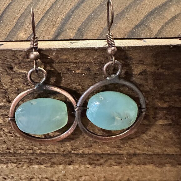 Handcrafted Boho Banjara Copper Arcs Necklace with Aventurine Stone, Gift Box - Picture 3 of 8